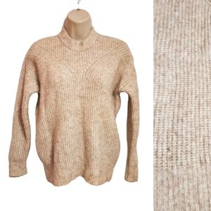 Madewell Belfiore Tan Ribbed Wool Blend Oversized Sweater XXS